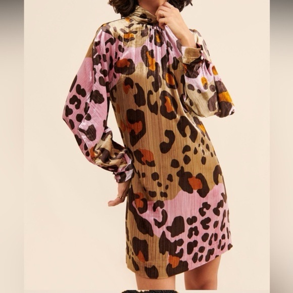 Anthropologie Layla Leopard Velvet Mini Dress Size 6 - Picture 1 of 5